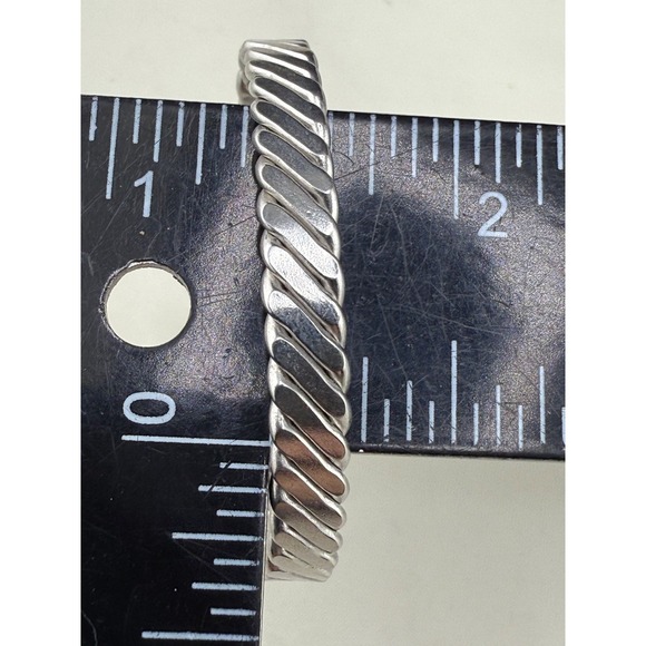 Vintage Flatten Chain Silver Tone Cuff Bracelet 5.5" - Picture 6 of 7